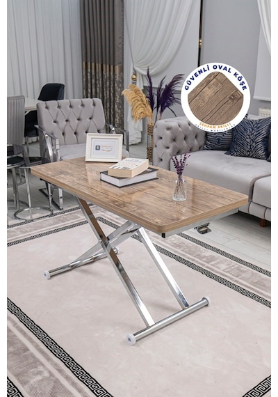 Home Üst Tabla Mdf Antiklayt Oval Köşe Alt Krom