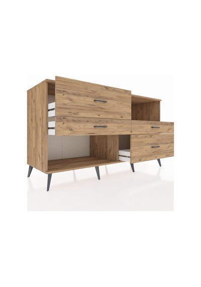 Kronos Konsol Tek Raflı 4 Çekmeceli 176x59x99 Çam-aytaşı/çam Çam-aytaşı/çam