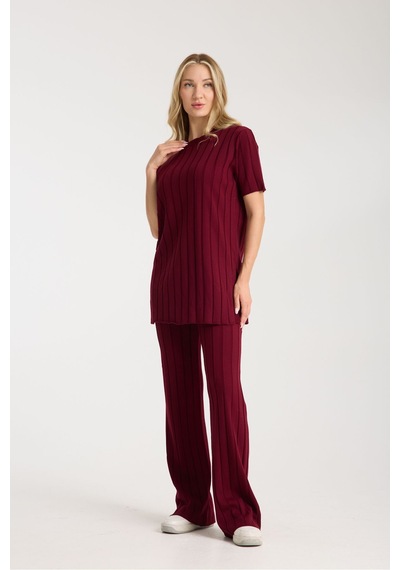 Çizgili Relax Fit İkili Takım Dnv-000019 Bordo