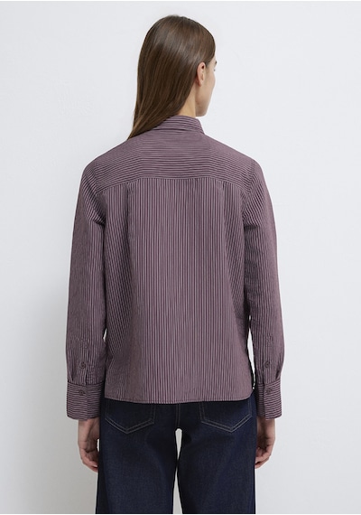 Mavi - Tencel Liyosel Karışımlı Çizgili Gömlek 1211374-91569 Mor