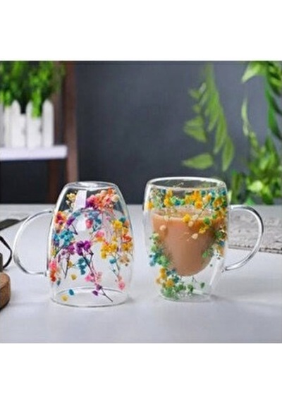 Organik Çiçekli Borosilikat Bardak 350 Ml. Royaleks-brd-150 Bh Çok Renkli