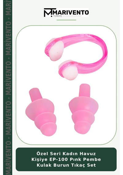 Özel Seri Kadın Havuz Kişiye Ep-100 Pınk Pembe Kulak Burun Tıkaç Set Çok Renkli