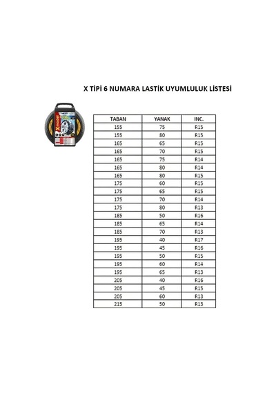 Oto Lastik Kar Zinciri X Tipi 6 Numara Diğer