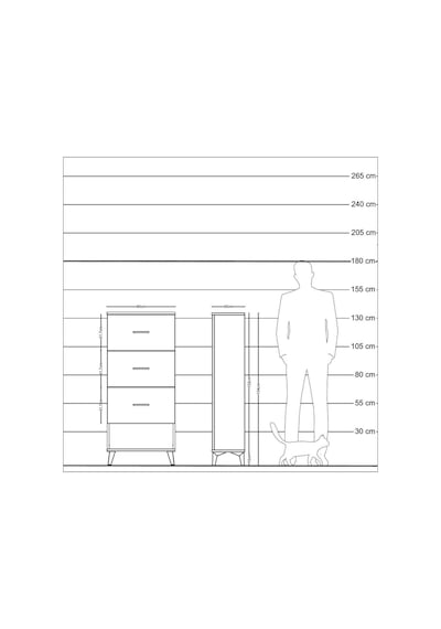 Arges Dolap 3 Çekmeceli 60x30x134 Antrasit-çam Antrasit