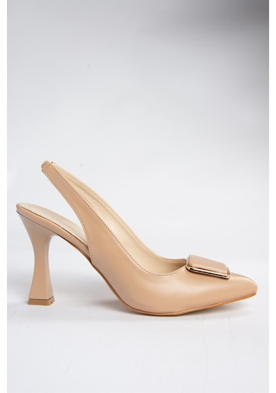 Fox Shoes P250148209 Ten Tokalı Kalın Topuklu Kadın Ayakkabı Ten Rengi
