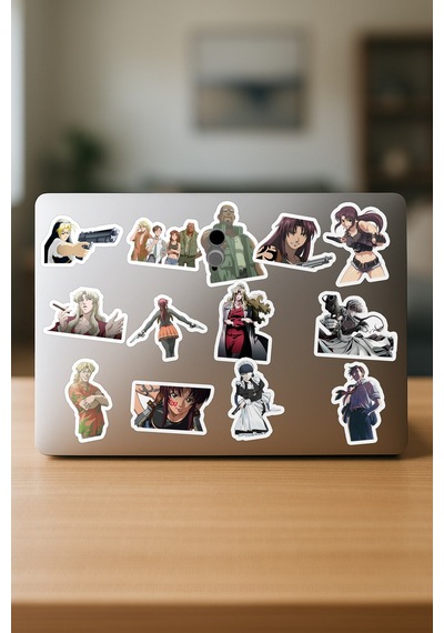 Black Lagoon Anime Telefon Laptop Bullet Journal Yapışkanlı Folyo Sticker Paketi 27 Adet Çok Renkli