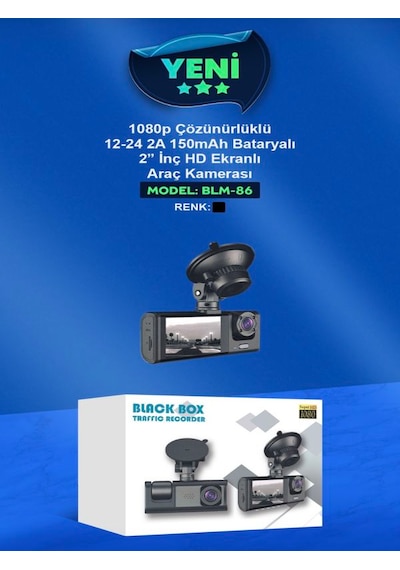 Wi-fi 1080p Hd 2 İnch Süper Ekranlı Araç Kamerası 150mah Araba Güvenlik Kamerası 12-24v