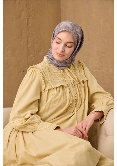 Silk Home Soft Eşarp 73099-07 Vizon, Koyu Vizon, Çelik Mavi