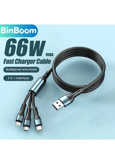 Turcoshop11 3 İn 1 Usb-a Hızlı Şarj Kablosu 66w Type-c Lightning Micro 1.2m