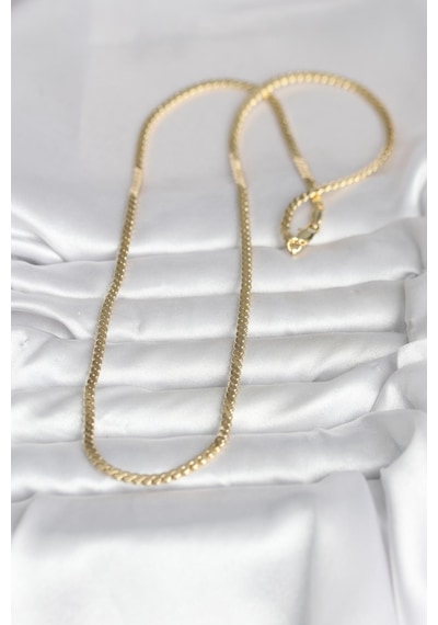 Bsre 14k Gold Renk Yassı Ezme Zincir 60 Cm Kadın Kolye Cm Renkli