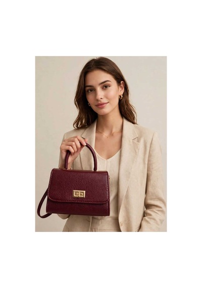 Names Bag Aura-gold Kilitli Tek Saplı Kadın Mini El Ve Omuz Çantası Bordo