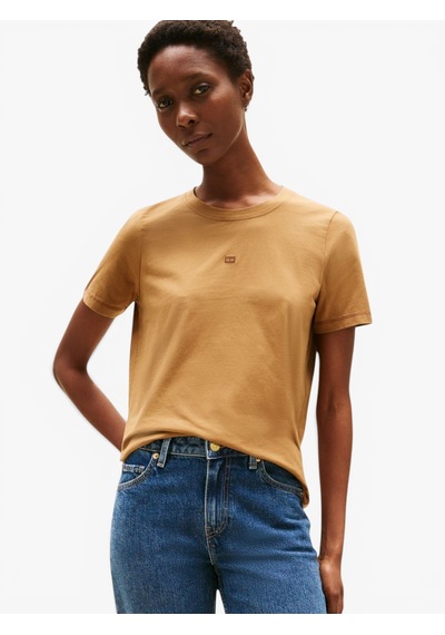 Tommy Hilfiger Tonal Flag Reg C-nk Ss Tee Kadın Kahverengi T-shirt - Ww0ww45626
