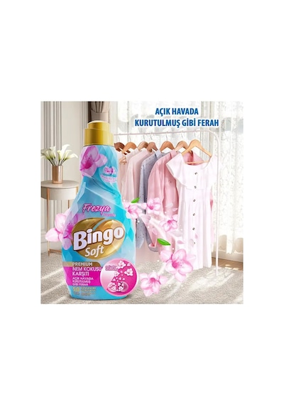 Bingo Soft Konsantre Çamaşır Yumuşatıcısı 1200 Ml Frezya Ve Lotus 4 Lü Paket 4'lü Set