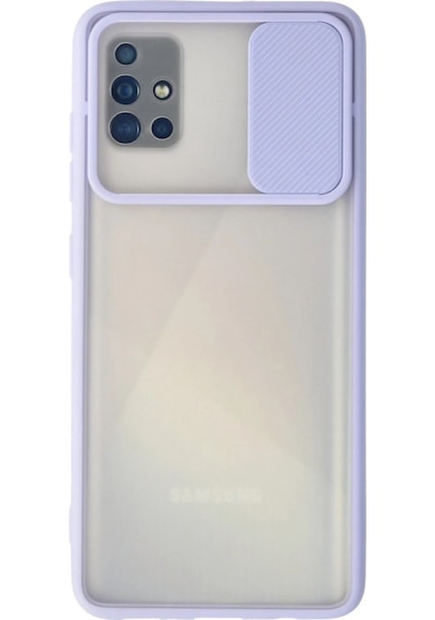 Mey İthalat Samsung Uyumlu Galaxy A71 Kılıf Palm Buzlu Kamera Sürgülü Silikon - Lila Çok Renkli