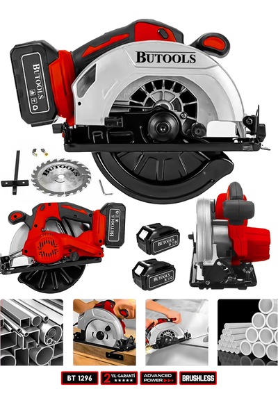 Butools ST-28 21-18CS-B Kırmızı 21V Platinum Akülü Çelik Şanzuman Şarjlı Ahşap Sunta Ağaç Kesme Makinesi Daire Testere
