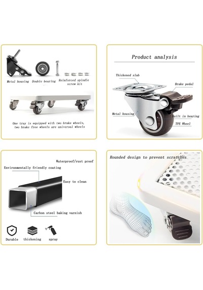 Saksılar İçin Dayanıklı Metal Kare Tutucu, Siyah Araba, Büyük Saksılar İçin İç/dış Mekan, Tepsi Ve Bardak Alt