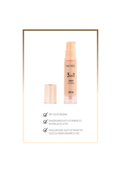 Note Cosmetics 3 in 1 Serum Concealer SPF 50 Nemlendirici ve Aydınlatıcı Göz Altı Kapatıcısı - 10 Medium