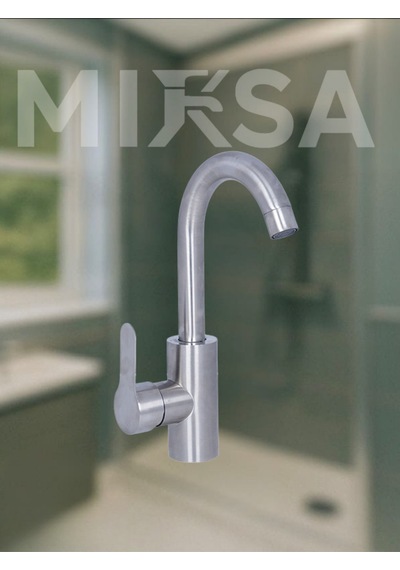 İnox Delta Gri Mat Banyo Lavabo Musluğu Bataryası Krom