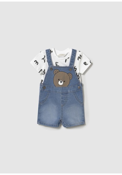 Mayoral Erkek Bebek Salopet Tshirt Takım Mavi