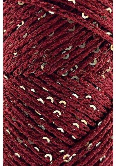 Sensy Paillette Polyester Makrome Pullu İp Polyester Makrome İpi Supla İpi Pullu Çanta İpliği Bordo