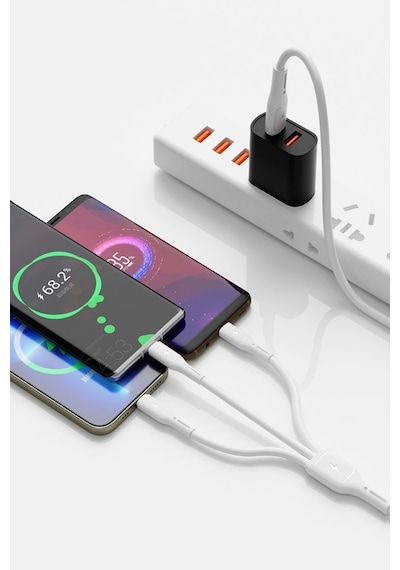 60w Link Type-c Süper Fast Pd Şarj Kablosu 3in1 Apple Uyumlu iPhone Samsung Xiaomi Huawei Hızlı Şarj Data Usb Kab