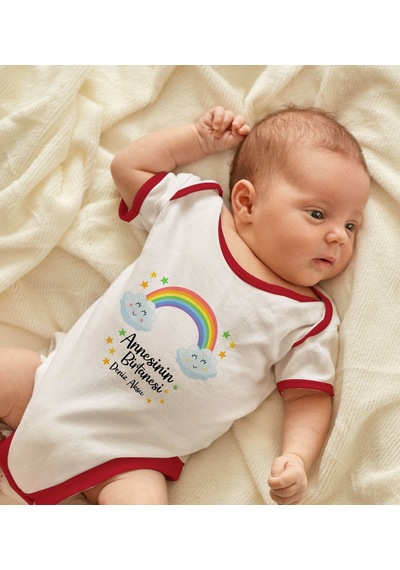 Bk Gift Bk Kids Kişiye Özel Annesinin Bir Tanesi Tasarımlı Kırmızı Bebek Body Zıbın-1 0-3 Ay