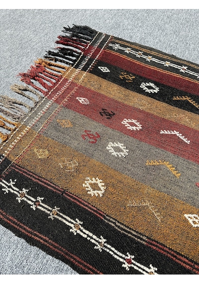 Burak Halı El Dokuma Dekoratif Kilim 92 x 123 Kök Boya Kiremit Kırmızı