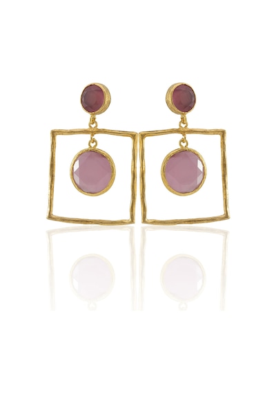 Kadir Jewellery 22 Ayar Altın Kaplama Kadın Sallantılı Küpe -el İşçiliği Ve Hipoalerjenik Küpe-e85 Pembe