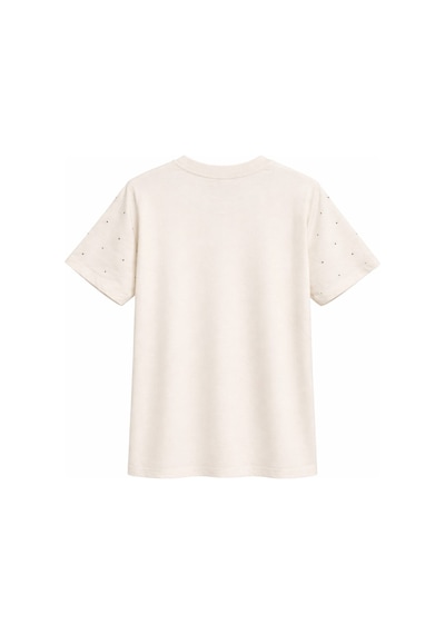 Mixray 2057 Kadın %100 Pamuk Bisiklet Yaka Taş Detaylı T-shirt Taş