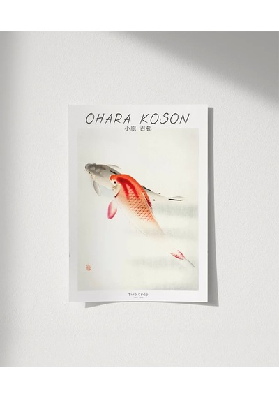 Çerçevesiz Poster Ohara Koson İki Sazan