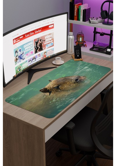 Capybara Kaymaz Dikişli Kauçuk Oyuncu Mousepad V2 - 90x40 Xxl Gaming Mouse Pad Fare Altlığı