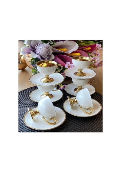 Kahve Fincanı Victoria Gold Beyaz 6 Kişilik Vogue-123-6526