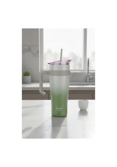 Horizon Pipetli Termos Bardak Yeşil 1000ml B6836 Yeşil