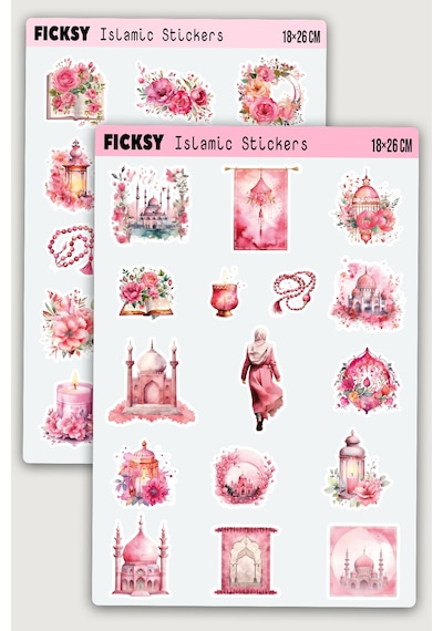 İslam Sticker Seti - 30 Adet Etiket Çıkartma - Muslim - Ramazan - Ramadan - Tesettür - Hijab Girl Diğer