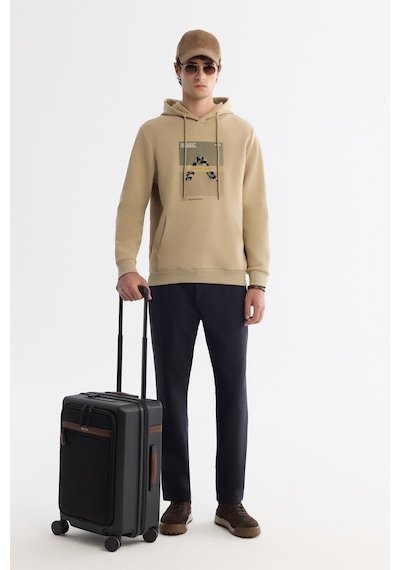 Avva Erkek Bej Kapüşonlu Pamuklu Baskılı Elastan Regular Fit Sweatshirt A42y1321