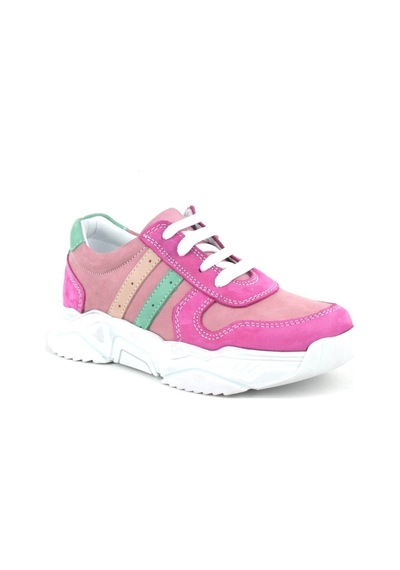 Hakiki Deri Fuşya Pembe Kız Çocuk Sneakers Ayakkabı Pembe