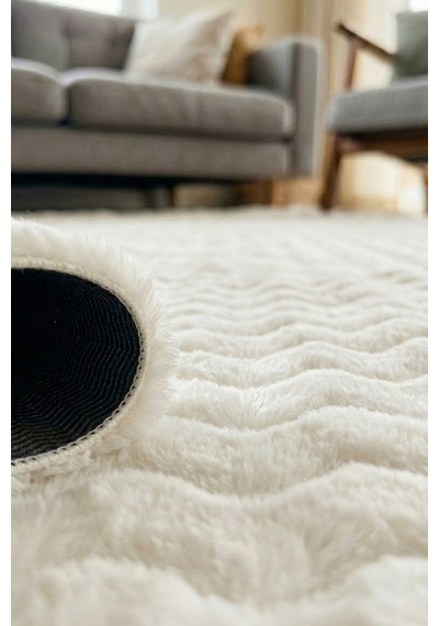 Yüksek Kalite Ekstra Yumuşak Kırık Beyaz Kaymaz Özel Tabanlı Tavşan Bubble Peluş Halı