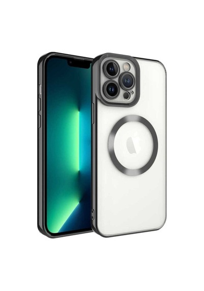 Apple Uyumlu iPhone 13 Pro Kılıf M-safe Wireless Şarj Özellikli Zore Setro Silikon Siyah