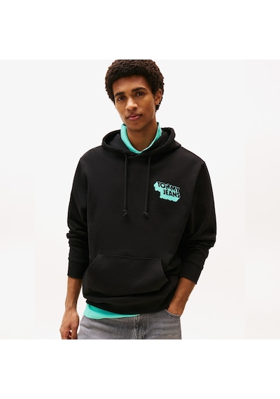 Tommy Hilfiger Tommy Jeans Badge Logo Erkek Siyah Sweatshirt Dm0dm21625 Siyah