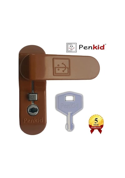 5 Adet Penkid Pvc Çocuk Emniyet Kilidi Anahtarlı Açık Kahverengi