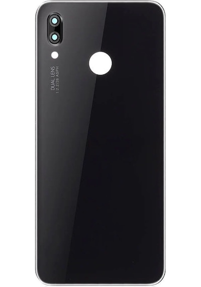 Huawei P20 Lite Arka Pil Kapağı Lensli Siyah Siyah