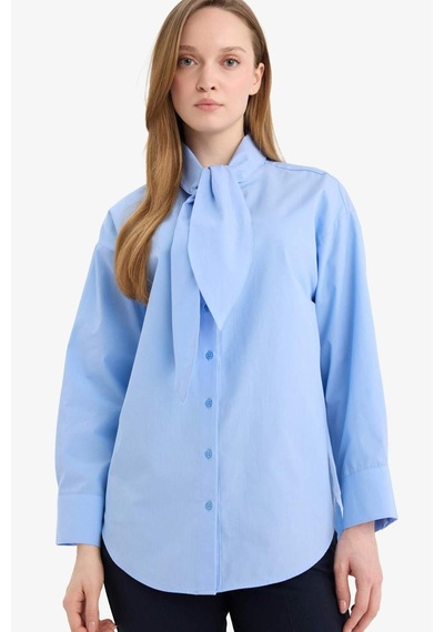 Defacto Poplin Gömlek Tunik G8431ax26spbe303 Mavi-be303