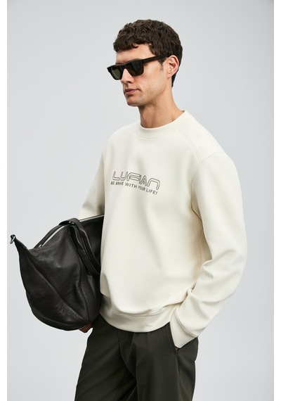 Lufian Erkek Luther Sweatshirt 112030171 Ekru Ekru