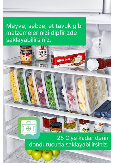 Grimorlife 4 Adet Buzdolabı Düzenleyici Saklama Kabı Seti 2,3 Lt Şeffaf- Sebze Meyve Erzak Saklama -dipfriz Diğer