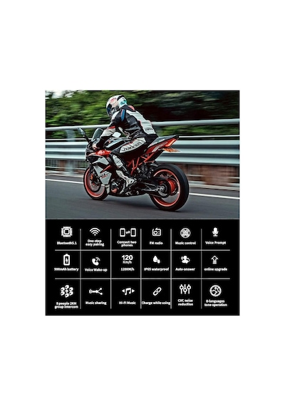 Motorsiklet Kask Bluetooth Kulaklık Mikrofonlu Fm Radyolu 8 Kişilik Çoklu Eşleşme Helmet Intercom