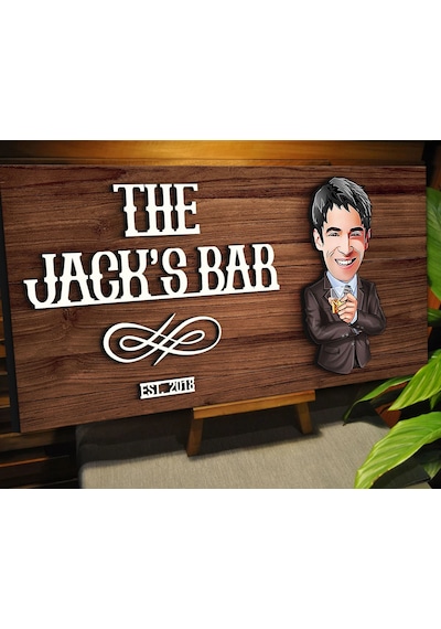 Bk Gift Kişiye Özel Karikatürlü Kabartma Tasarım Ceviz Ahşap Bar Tabelası, Home Bar Tabela, Rustik Ev Dekorasyonu, Duvar Dekoru-9