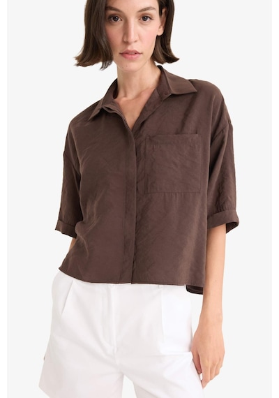 Defacto Loose Fit Modal Kısa Kollu Gömlek F9331ax25aubn192 Kahve