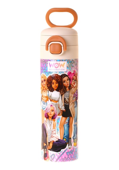 Wow Generation 520 Ml Group Baskılı Mavi Kız Çocuk Çelik Termos Matara Çift İçim Kilitli Kapak - W6052