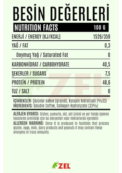 Kolajenli Gold Kahve, Yüksek Proteinli, İlave Şekersiz 100 G Granül