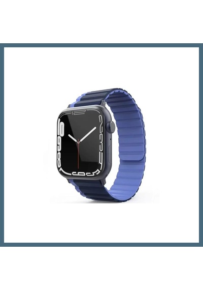 Bezos Movenchy Watch 42mm Uyumlu Mo-wb1 Çift Renk Mıknatıslı Silikon Kordon - Lacivert-mavi Agc